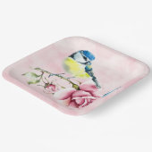 Roze Rozen en Vogelpapier Bord (Gebogen)