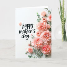 Roze rozen en vrolijke Moederdag wenskaart