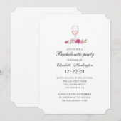 Roze rozen en wijn. Bloemen vrijgezellenfeest Kaart (Voorkant / Achterkant)