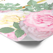 Roze rozen en witte - 9-zitplaatsenkaart poster (Hoek)