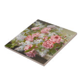  roze rozen en witte Lilacs Tile Tegeltje (Zijkant)