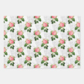 Roze rozen en witte schedels inpakpapier vel (Voorkant 2)