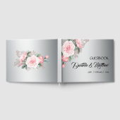 Roze rozen en zilverweddenschappen gastenboek (Volledig)