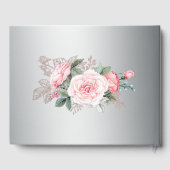 Roze rozen en zilverweddenschappen gastenboek (Achterkant)