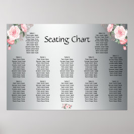 Roze rozen en Zilverweddenschappen Poster