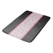 roze rozen en zwarte en witte pooldots badmat (Gekanteld)
