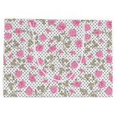 Roze rozen en zwarte pooldots groot cadeauzakje (Achterkant)