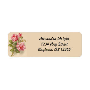  roze rozen etiket