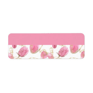 Roze rozen etiket