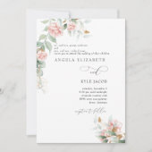 Roze rozen Eucalyptus Beide ouders bruiloft Kaart (Voorkant)