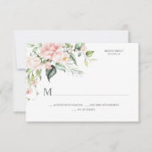 Roze rozen Eucalyptus Botanisch RSVP Kaartje (Voorkant)