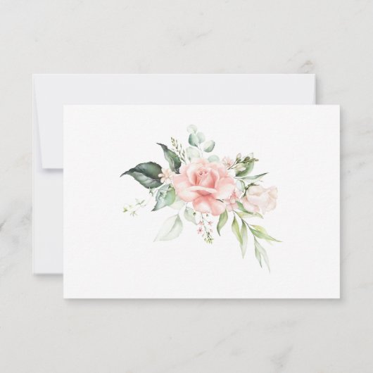 Roze rozen Eucalyptus Botanisch RSVP Kaartje (Achterkant)