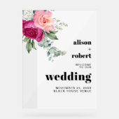 Roze rozen eucalyptus bruiloft WELKOM Acryl Bord (Voorkant)