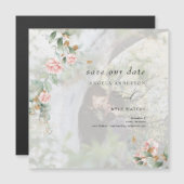 Roze rozen Eucalyptus Foto opslaan Datum Magnetische Uitnodiging (Voorkant / Achterkant)