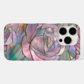 Roze Rozen Faux Glas in lood Design Case-Mate iPhone Case (Achterkant (horizontaal))