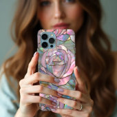 Roze Rozen Faux Glas in lood Design Case-Mate iPhone Case