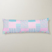 Roze rozen faux patchwork groot carrosserie lichaamskussen (Achterkant)