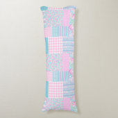 Roze rozen faux patchwork groot carrosserie lichaamskussen (Voorkant Verticaal)