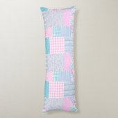 Roze rozen faux patchwork groot carrosserie lichaamskussen (Achterkant (Verticaal))