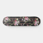  roze rozen faux roos goudstrepen patroon persoonlijk skateboard (Horizontaal)