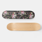  roze rozen faux roos goudstrepen patroon persoonlijk skateboard (Horizontaal)
