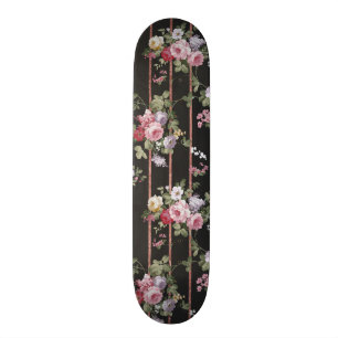 roze rozen faux roos goudstrepen patroon persoonlijk skateboard
