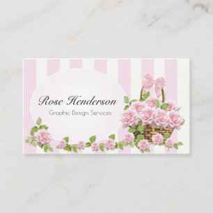   roze rozen Feminine Floral Visitekaartje