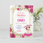 Roze Rozen Fiesta Verjaardag Uitnodiging (Staand voorkant)