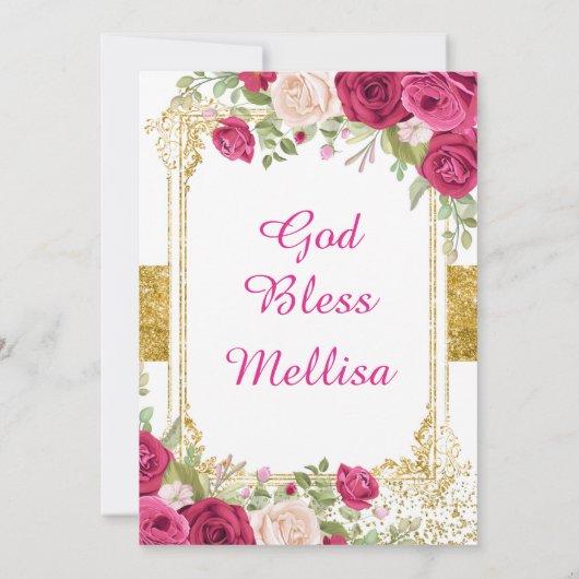 Roze Rozen Fiesta Verjaardag Uitnodiging (Achterkant)