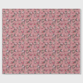 Roze Rozen Filigraan Bloemig Inpakpapier (Vlak)