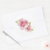 Roze Rozen Fine Schattige Girly Retro Floral Ronde Sticker (Envelop)