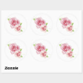 Roze Rozen Fine Schattige Girly Retro Floral Ronde Sticker (Vel)