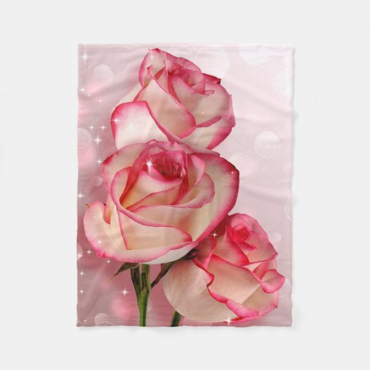 Roze rozen fleece deken (Voorkant)