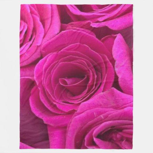 Roze rozen fleece deken (Voorkant)