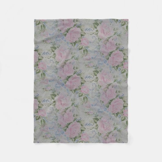 Roze Rozen Fleece Deken (Voorkant)