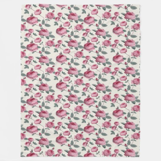 Roze rozen fleece deken (Voorkant)