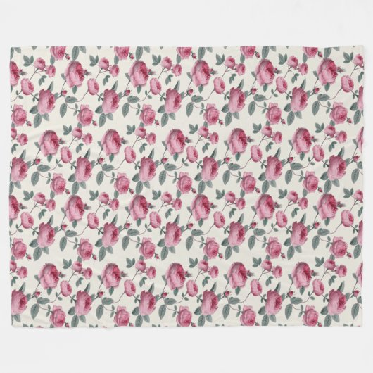 Roze rozen fleece deken (Voorkant (Horizontaal))