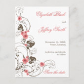 Roze Rozen Fleur Elegante Save The Date Postcard Aankondigingskaart (Voorkant)