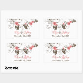 Roze Rozen Fleur Romantische Bloemen Elegante brui Rechthoekige Sticker (Vel)