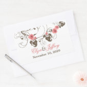 Roze Rozen Fleur Romantische Bloemen Elegante brui Rechthoekige Sticker (Envelop)