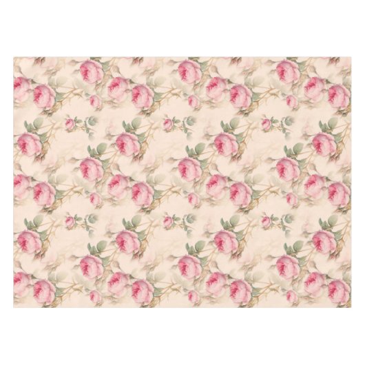 Roze  rozen floraalpatroon medium  tafelkleed (Voorkant (Horizontaal))