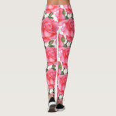 Roze rozen Floral Art Leggings (Achterkant)