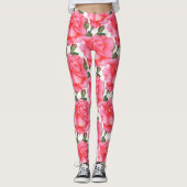 Roze rozen Floral Art Leggings (Voorkant)