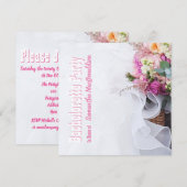Roze rozen floral bachelorette party kaart (Voorkant / Achterkant)