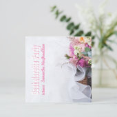 Roze rozen floral bachelorette party kaart (Staand voorkant)