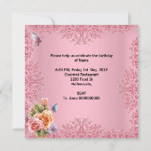 roze rozen Floral Birthday Party Kaart (Achterkant)