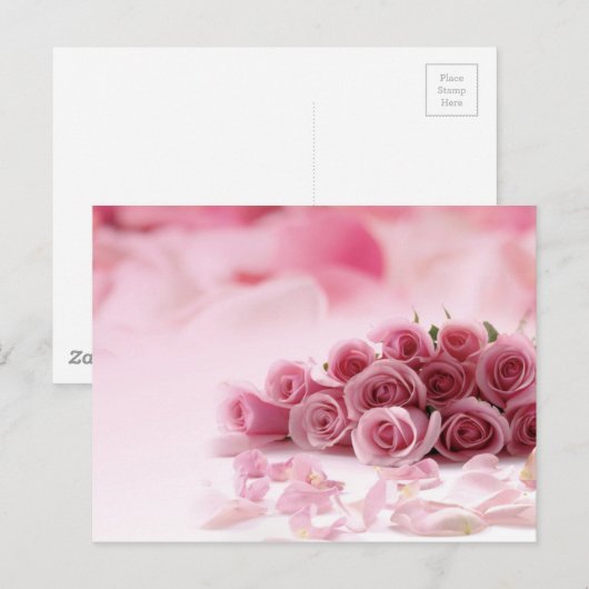 Roze rozen - Floral Briefkaart (Voorkant / Achterkant)