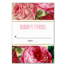  roze rozen floral bruiloft escort card kaart