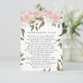 roze rozen floral bruiloft geld informatiekaartje (Staand voorkant)