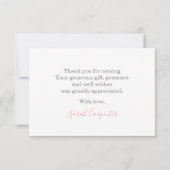 Roze rozen floral dank u notitiekaartje (Achterkant)